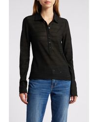 Rag & Bone - Julia Open Knit Long Sleeve Polo - Lyst