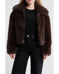 BCBGMAXAZRIA - Cropped Faux Fur Jacket - Lyst