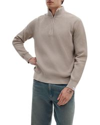 Rag & Bone - Caden Washed Cotton Blend Quarter Zip Sweater - Lyst