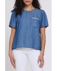 NYDJ - Puff Sleeve Denim Shirt - Lyst