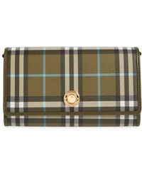 Burberry - Hannah Check Coated Canvas Wallet On A Chain - Lyst