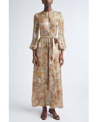 Zimmermann - Rebellion Long Sleeve Belted Silk Maxi Dress - Lyst
