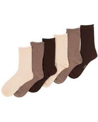 Felina - Assorted 6-Pack Textured Mesh Roll Top Crew Socks - Lyst