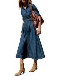 Mint Velvet - Denim Midi Shirt Dress With A Belt - Lyst