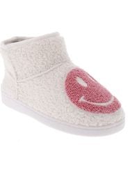 MIA - Chill Smiley Faux Shearling Bootie Slipper - Lyst