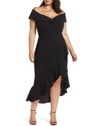 Xscape Floral-pattern Lace Midi Dress in Fuchsia/Nude (Red) - Lyst