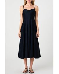 French Connection - Cotton Sateen Pleated Dress - Lyst