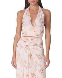 AFRM - Gabriella Floral Plunge Halter Top - Lyst