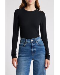 FRAME - Long Sleeve Shoulder Button T-Shirt - Lyst