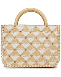 Lele Sadoughi - Maya Crystal Fan Raffia Mini Tote - Lyst