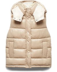 Mango - Water-repellent Quilted Vest With Removable Hood - Lyst