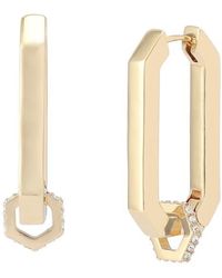 AllSaints - Crystal Hexagon Huggie Hoop Earrings - Lyst