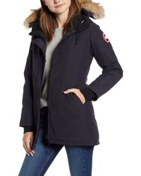 Canada Goose Victoria Fusion Fit Down Parka With Genuine Coyote Fur Trim - Blue