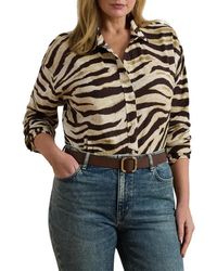 Ralph Lauren - Zebra Stripe Relaxed Fit Linen Button-Up Shirt - Lyst