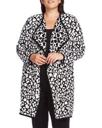 Vince Camuto Cheetah Pattern Drape Front Cardigan In Gray Lyst
