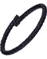 Link Up - Flexible Braided Leather Bracelet With Stainless Steel End Caps - Lyst