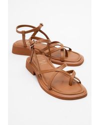 Forever & Always Shoes - Antas Strappy Leather Flat Sandals - Lyst