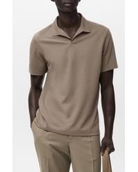 Mango - Solid Johnny Collar Cotton Blend Piqué Polo - Lyst