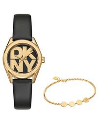 DKNY - Logo Collection Leather Strap Watch & Bracelet Set, 28Mm - Lyst