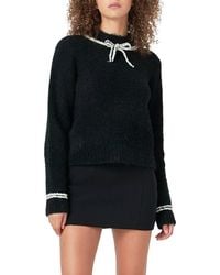 Endless Rose - Bow Accent Bouclé Sweater - Lyst