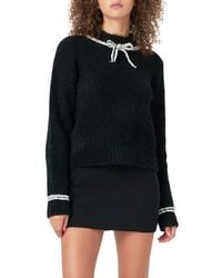 Endless Rose - Bow Accent Bouclé Sweater - Lyst