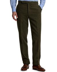 Ralph Lauren - Flat Front Wool & Silk Blend Tick Weave Suit Pants - Lyst