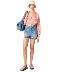 Maje - Denim Shorts With Braided Trim - Lyst