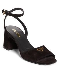 Prada - Block Heel Ankle Strap Sandal - Lyst
