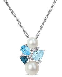 Julianna B - Pearl & Diamond Cluster Necklace 14K - Lyst
