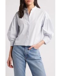 FRAME - The Modern Puff Sleeve Cotton Button-Up Shirt - Lyst