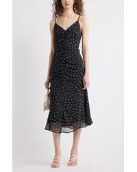 Chelsea28 - Gathered V-Neck Midi Dress - Lyst
