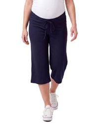24seven Comfort Apparel - Maternity Basic Ribbed Knit Drawstring Flared Capri Pants - Lyst