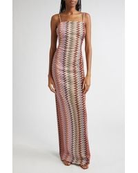 Missoni - Metallic Zigzag Knit Maxi Dress - Lyst