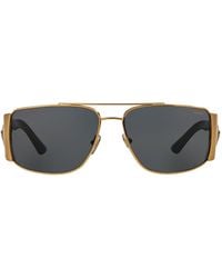 Versace - 63mm Polarized Oversize Rectangular Sunglasses - Lyst