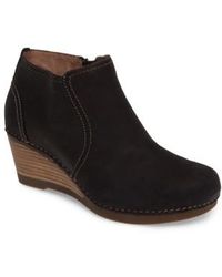 dansko susan nubuck leather wedge bootie