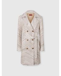 Missoni - Double-Breasted Trench Coat With Wavy Zigzag Pattern - Lyst