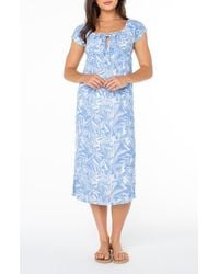 Roxy - Sweet Pea Puff Sleeve Midi Dress - Lyst