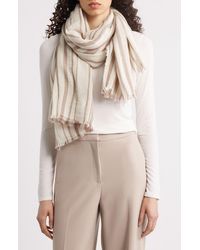 Vince - Variegated Stripe Cotton Fringe Scarf - Lyst