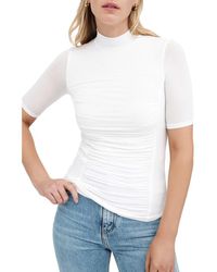MARCELLA - Logan Ruched Mock Neck Top - Lyst