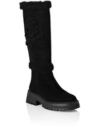 Philipp Plein - Mid Flat Boots Skull & Bones - Lyst
