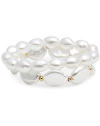 Nordstrom - Set Of 2 Mixed Faux Pearl Stretch Bracelets - Lyst