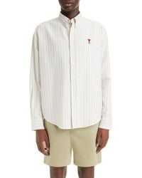 Ami Paris - Ami De Coeur Boxy Fit Stripe Cotton Oxford Button-down Shirt - Lyst