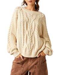 Free People - Frankie Cable Cotton Sweater - Lyst