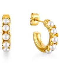 Atolea - Mini Pearl Huggies Earrings - Lyst