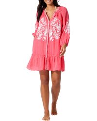 Tommy Bahama - Long Sleeve Embroidered Linen Gauze Cover-up Dress - Lyst