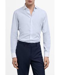 Mango - Slim Fit Stripe Button-Up Shirt With Contrast Collar - Lyst