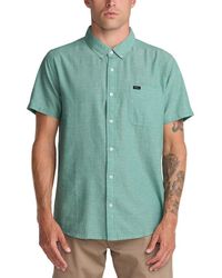 RVCA - That'Ll Do Slim Fit Solid Short Sleeve Cotton Button-Down Shirt - Lyst