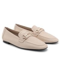 Mango - Buckle Leather Moc-Toe Flat - Lyst