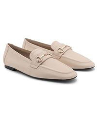 Mango - Buckle Leather Moc-Toe Flat - Lyst