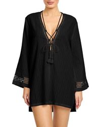 Robin Piccone - Marina Lace-Up Cover-Up Tunic - Lyst